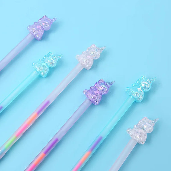 Cute Crystal Unicorn Rainbow Colors Glitter Gel Pen