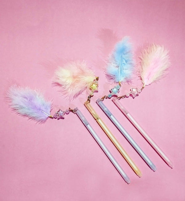 Cute Kawaii Feather Pendant Gel Pen