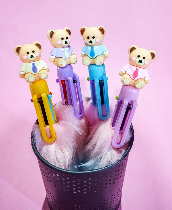 Teddy Bear Feather Fur Multicolor Gel Pen